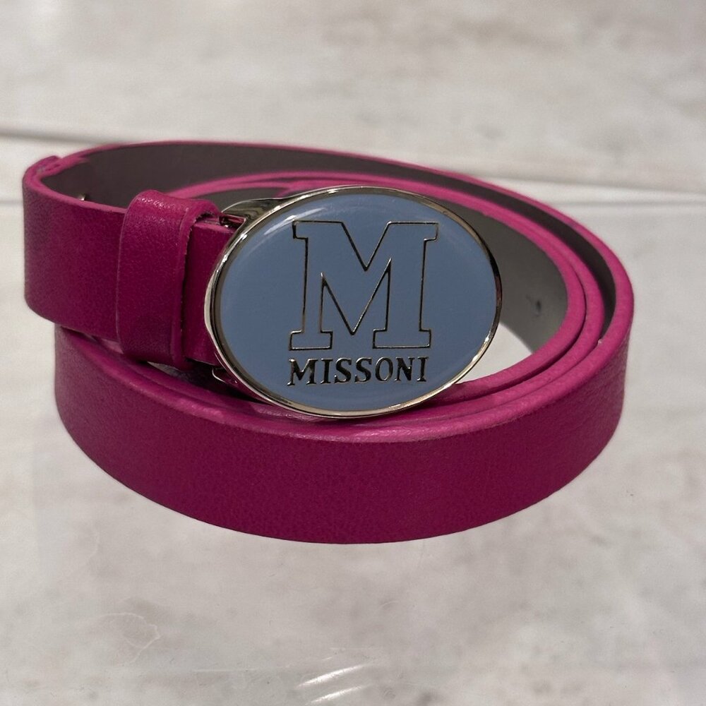 M Missoni Pink Leather Women's Belt Size 40